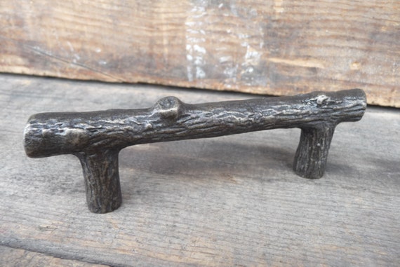 tree branch bronze metal handle drawer pull rustic cabin