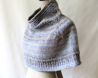 Women Cowl Capelet / Shawl - Blue Gray Storm