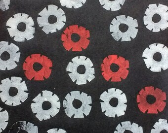 Lino Print - In Flanders Fields, the poppies blow