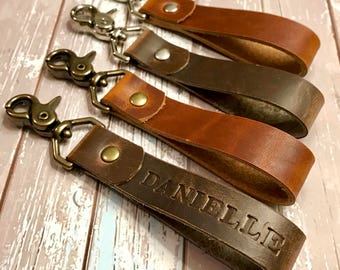Personalized Leather Lanyard | Key Fob for Women | Personalized Key fob | Leather Key Fob | Custom Lanyard |Leather KeyChain