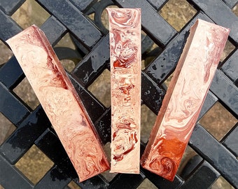 Copper & Cream Pipe Stem / Pen Blank (24mm x 24mm x 122mm)