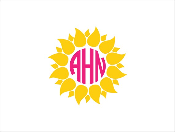 Download Sun Flower monogram digital download svg dxf eps ai png