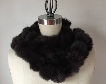 Brown rabbit fur scarf. Vintage fur scarf. Vintage fur shawl. Vintage brown scarf. Chocolate brown fur scarf. 1990's scarf.