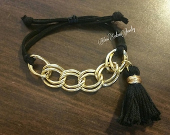 Gold Chain Bracelet, Tassel Bracelet, Chunky Chain Bracelet