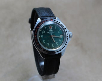 Soviet military mechanical diver watch "Vostok" Komandirskie Airborne troops, made in USSR, 1992, watch serviced.