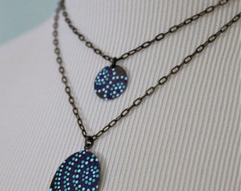 Layering Necklace, Layered Necklace Set, Mandala Necklace, Jewelry with Dots, Necklace with Dots, Blue and Turquoise Necklace, Pointillism