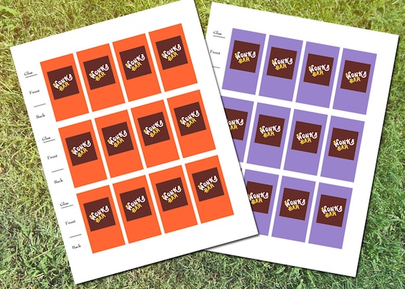 Willy Wonka Chocolate Bar Wrapper Printables