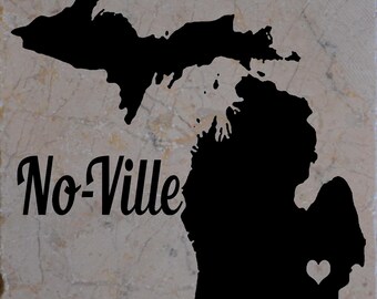 Set of 4 No-Ville Michigan Coasters Free Shipping