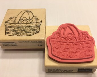 Large Easter basket with chicks stamp, 45 mm (BB4)
