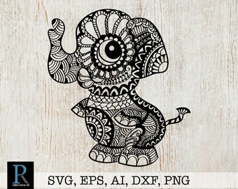 Download Flower elephant SVG DXF cut file elephant zentangle