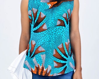 Ankara sleeveless top with side piece