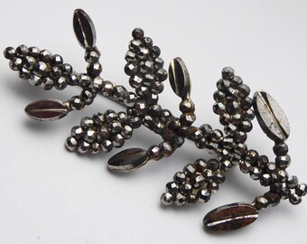 Antique Georgian Victorian Riveted Cut Steel Leaf Brooch