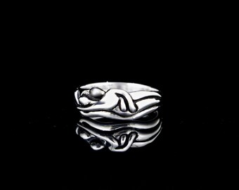 Lovers Ring, Embraced , sterling silver lovers ring, Eco-friendly recycled sterling silver wedding ring, gift for her, anniversary gift