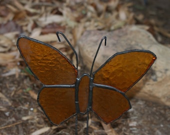 Beautiful brown stained glass butterfly