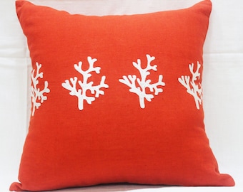 Coral Embroidered Cushion Covers | Decorative Pillow Covers | Couch Pillows