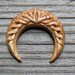 Antique Carved Bone, Crescent Moon Carving, Jewelry Making Supply, Hand Carved Buffalo Bone, Primitive Pendant, Flat Back Cabochon B201