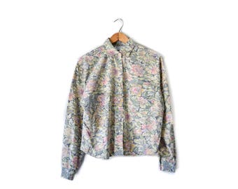 70s pastel floral blouse | S/M
