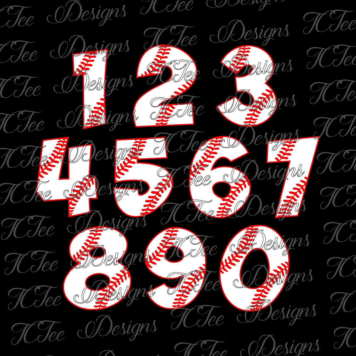 Download Baseball Numbers Baseball Number Set SVG Design Download