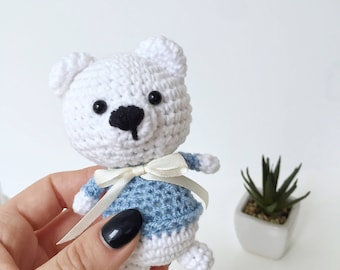 Tiny Bear Toy, Bear Amigurumi, Plush Art Animal, Crochet Bear, Handmade Small Bear, Baby Shower Gift