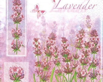 4 Decoupage Napkins, Paper Napkin for Decoupage, Lavender, Craft Napkin, Lavender Napkin, Decoupage Paper