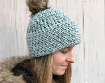 Crochet Pattern Pom Pom Hat Toque PDF: The Frankie Hat