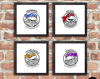 Heroes In a Half Shell! Turtles, TMNT, Ninja Turtles, Teenage Mutant Ninja Turtles, Illustration, TMNT Print, Tattoos, Tattoo, Turtle Power