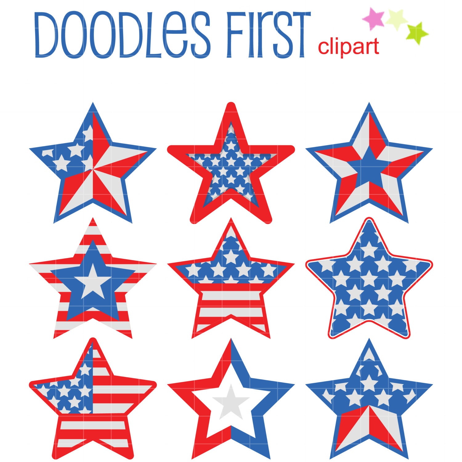 USA Flag Stars Clip Art for Scrapbooking Card Making Cupcake