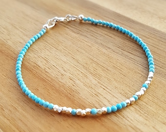 Turquoise Bracelet/Turquoise Bead Bracelet/December Birthstone/Turquoise Jewellery/Gemstone Bracelet/Blue Stone Bracelet/Bohemian Jewelry