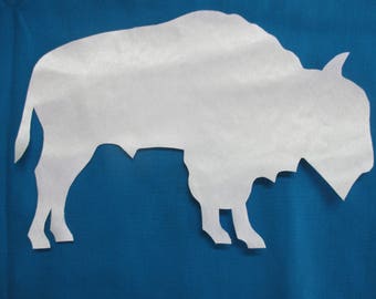 right facing, extra large white buffalo appliqué, native american style