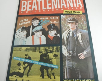 Vintage Beatles Magazine 1964 Beatlemania Collector's Item Movie Mania Full Color Centerfold John Paul George Ringo Hard Day's Night Movie
