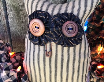 Primitive Navy Ticking Owl