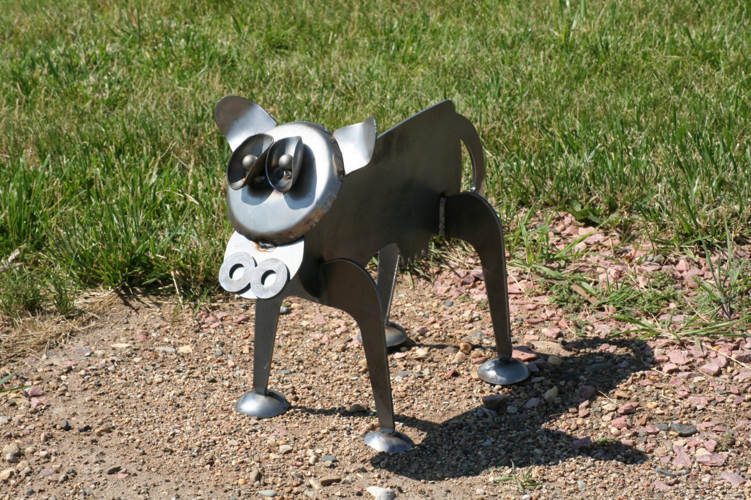 Metal Cow Sculpture, Standing Steel Cow Yard Art, Farmhouse Landscape