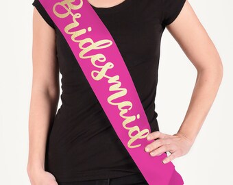 Bridesmaid Hen Do Bachelorette Sash Party Wear Ribbon Banner Rose Gold Silver Personalised Wedding Mrs Bridal