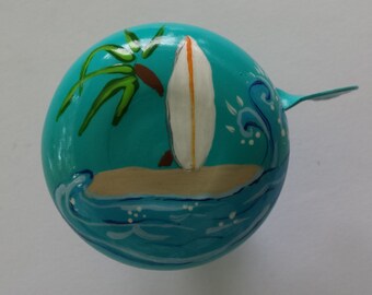 Surfer Bike Bell bicycle bike club Bike Accessories rickshaw hang ten hippy surf board palm waves island Hawaii tropical turquoise orange