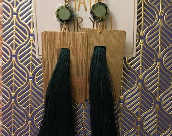 Unique tassel and brass earrings