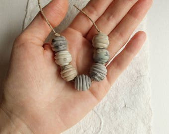 ceramic beads; handmade; artisan beads;carved beads; primitive earthy; craft beads