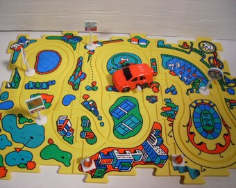 Vehicle Puzzle Car Wind-up Play Set Car Track Vintage #Ty31