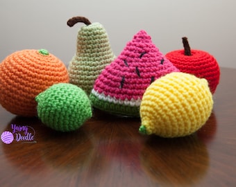 Set of 6 Crochet Playfood, Amigurumi Fruit