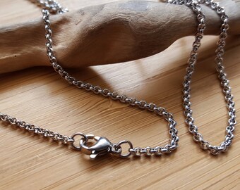 Steel carabiner width 2 mm necklace bracelet choice of length rolo link chain