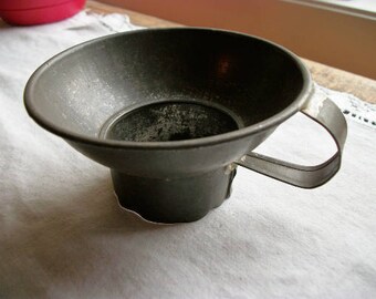 Old Tin Lot of 3 Primitive Kitchen Utensils ~ Doughnut & Biscut Cutter ~ Canning Jar Funnel w/ Handle ~ Cream Skimmer ~ Americana