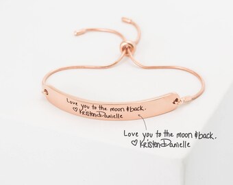 Custom Handwriting Jewelry • Actual Handwriting Bracelet • Personalize Stackable Signature Bangle • Modern Friendship Slider Bracelet • BM22