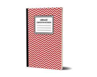 Unruled Composition Notebook, Chevron (Red), Unlined Journal, 47A1977986552