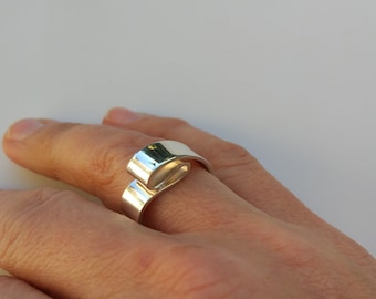 Folded silver statement ring, unique design