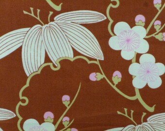 Amy Butler Fabrics, Midwest Modern Trailing Cherry, Brown, AB28, Pink, Floral