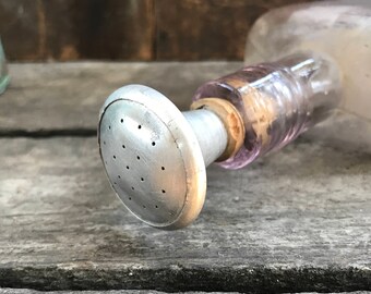 Vintage Aluminum Laundry Sprinkler With Bottle | Vintage Cork Laundry Clothes Sprinkler | Vintage Ironing Sprinkler Top | Vintage Bottle