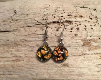 Jewelry, Dichroic glass jewelry, dichroic glass, handmade dichroic glass, fused glass, fused glass earrings, Dichroic Glass Dangle earrings