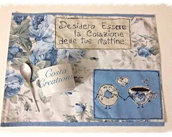 Romantic placemat for breakfast with dedication of love