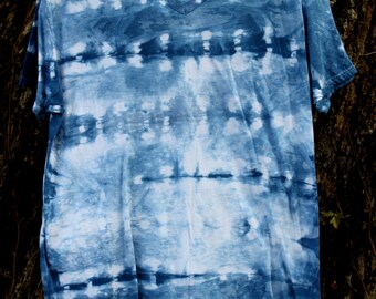 Shibori T-Shirt | Indigo Shirt | Shibori Shirt | 100% Cotton | Natural Dye Clothing