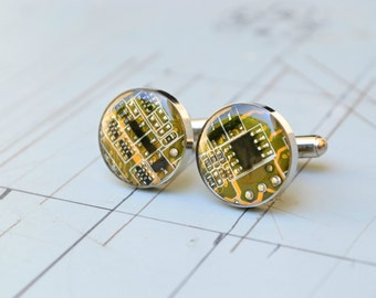 Nerdy Computer Circuit Board Mens Cufflinks Custom Wedding Stainless Steel Best Man Cufflinks