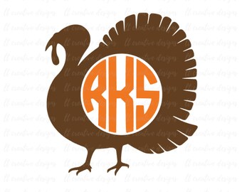 Turkey Monogram SVG, Thanksgiving SVG, Turkey SVG, Svg Files, Silhouette Files, Cricut Files